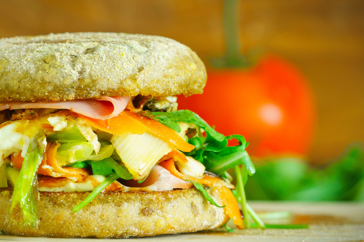 Macro Photography of Vegetable Filled Hamburger